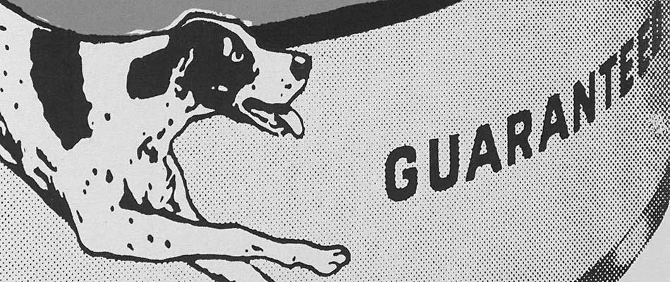 Laufender Hund als Siebdruck in den R&auml;umen der Werbeagentur Mount Everett Design.